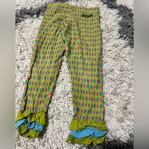 Matilda Jane Colorful Argyle Ruffle Leggings - Lime, Pink & Blue- Size 4